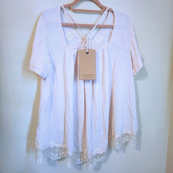 POL Cream/Soft Pink NWT Blouse with Lace Trim | Boho & Fairycore | Size S - Picture 7 of 9
